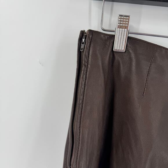 Vintage Danier Brown Leather Flare Pants Side Zip High Waist Y2k Chic Size 10 - Picture 8 of 11